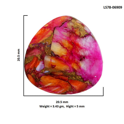 Kingman Orange Dahlia Turquoise 20.5x20.5x5 mm Fancy Shape Polished Gemstone LS78-06909