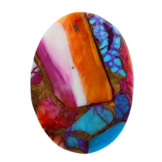 Kingman Orange Dahlia Turquoise 16.5x22.6x4 mm Oval Shape Polished Gemstone LS78-06910