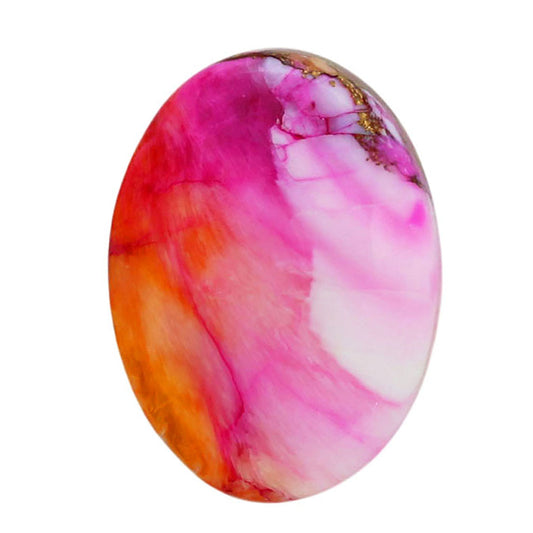 Kingman Orange Dahlia Turquoise 15.7x21.4x5.7 mm Oval Shape Polished Gemstone LS78-06911