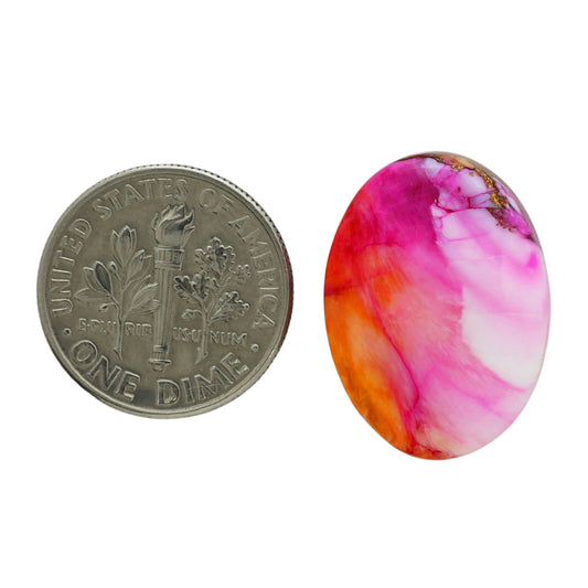 Kingman Orange Dahlia Turquoise 15.7x21.4x5.7 mm Oval Shape Polished Gemstone LS78-06911