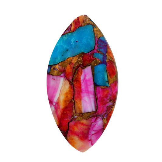 Kingman Orange Dahlia Turquoise 19.1x36.4x4.5 mm Marquise Shape Polished Gemstone LS78-06912