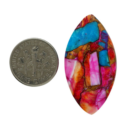 Kingman Orange Dahlia Turquoise 19.1x36.4x4.5 mm Marquise Shape Polished Gemstone LS78-06912