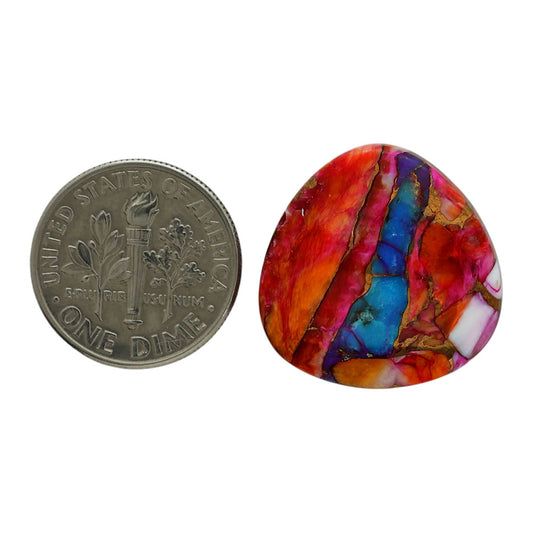 Kingman Orange Dahlia Turquoise 20.6x20.6x4.5 mm Fancy Shape Polished Gemstone LS78-06913