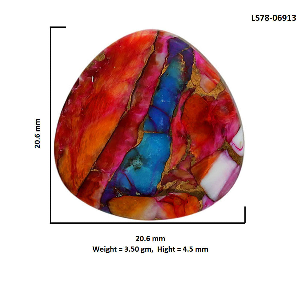 Kingman Orange Dahlia Turquoise 20.6x20.6x4.5 mm Fancy Shape Polished Gemstone LS78-06913