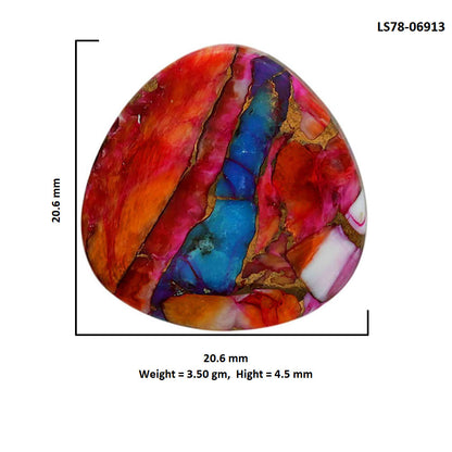 Kingman Orange Dahlia Turquoise 20.6x20.6x4.5 mm Fancy Shape Polished Gemstone LS78-06913