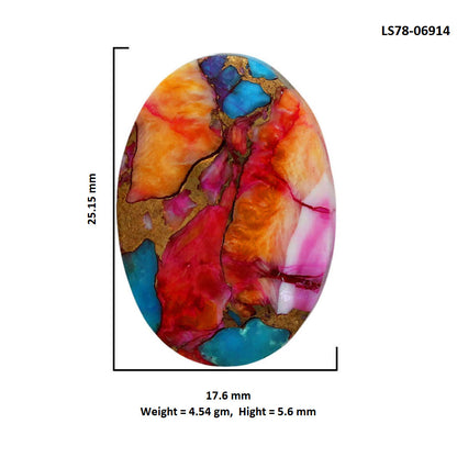 Kingman Orange Dahlia Turquoise 17.6x25.15x5.6 mm Oval Shape Polished Gemstone LS78-06914