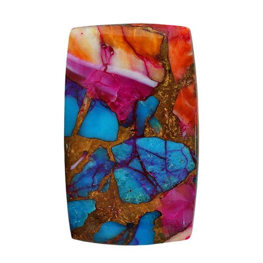 Kingman Orange Dahlia Turquoise 18.1x29.9x4.5 mm Baguette Shape Polished Gemstone LS78-06916