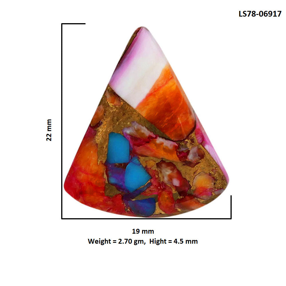 Kingman Orange Dahlia Turquoise 19x22x4.5 mm Fancy Shape Polished Gemstone LS78-06917