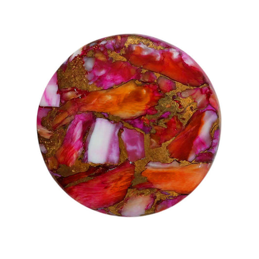 Kingman Orange Dahlia Turquoise 23.9x23.9x6 mm Round Shape Polished Gemstone LS78-06918