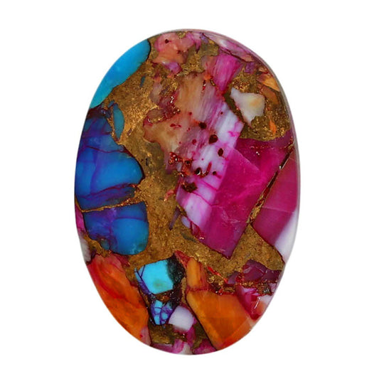 Kingman Orange Dahlia Turquoise 16x23.1x4 mm Oval Shape Polished Gemstone LS78-06919