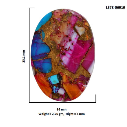 Kingman Orange Dahlia Turquoise 16x23.1x4 mm Oval Shape Polished Gemstone LS78-06919