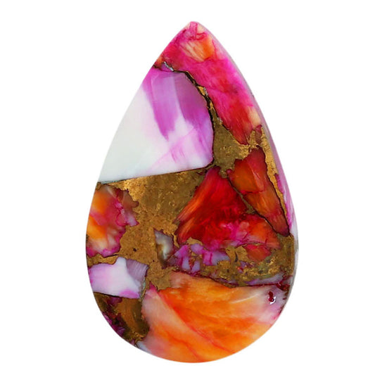 Kingman Orange Dahlia Turquoise 15.3x24.7x5 mm Pear Shape Polished Gemstone LS78-06920