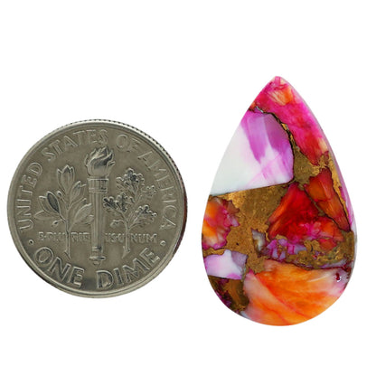 Kingman Orange Dahlia Turquoise 15.3x24.7x5 mm Pear Shape Polished Gemstone LS78-06920