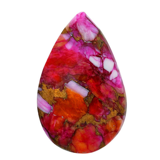Kingman Orange Dahlia Turquoise 16x25.1x5 mm Pear Shape Polished Gemstone LS78-06921