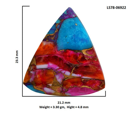 Kingman Orange Dahlia Turquoise 21.2x23.3x4.8 mm Fancy Shape Polished Gemstone LS78-06922