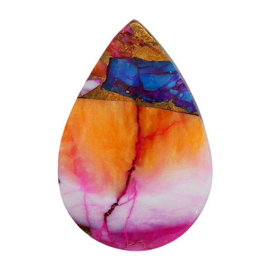 Kingman Orange Dahlia Turquoise 17x25.25x4.3 mm Pear Shape Polished Gemstone LS78-06925