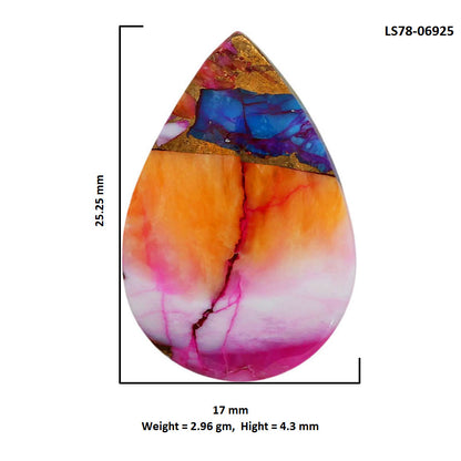 Kingman Orange Dahlia Turquoise 17x25.25x4.3 mm Pear Shape Polished Gemstone LS78-06925