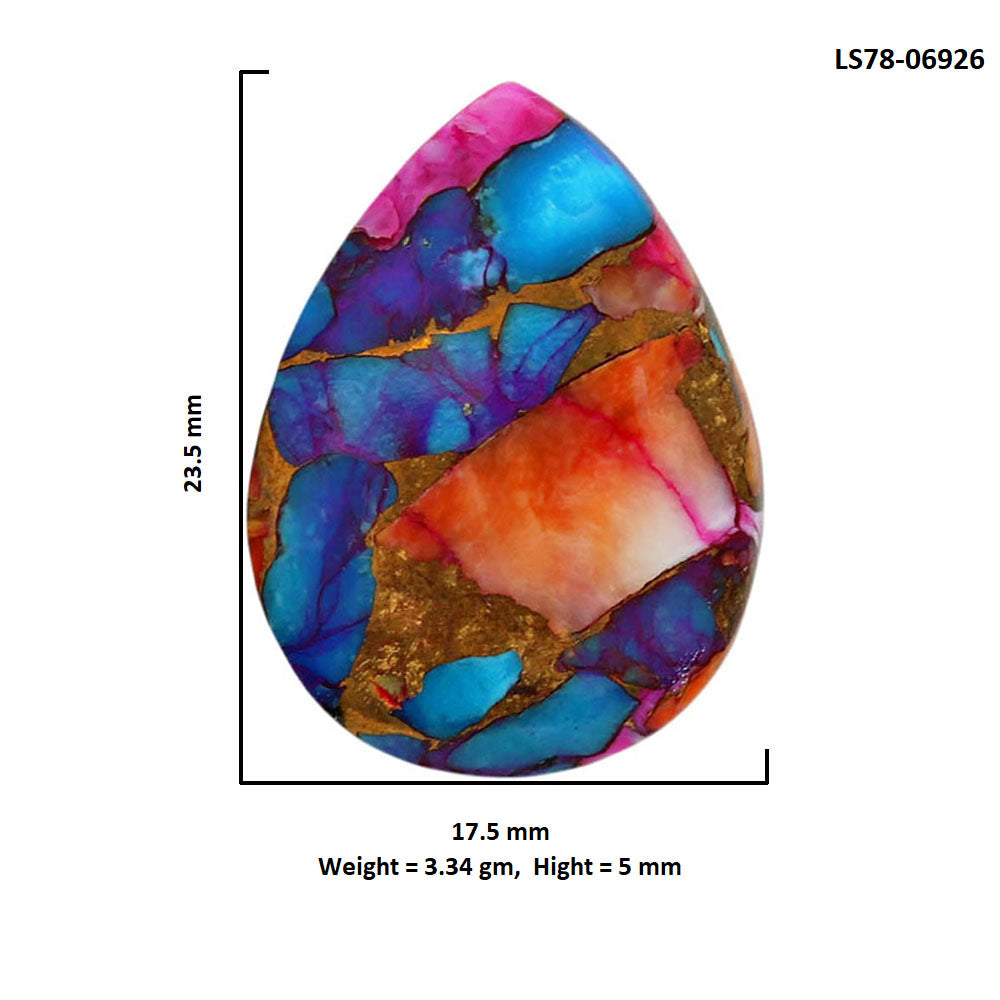 Kingman Orange Dahlia Turquoise 17.5x23.5x5 mm Pear Shape Polished Gemstone LS78-06926