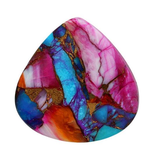 Kingman Orange Dahlia Turquoise 21.55x21.75x4.5 mm Heart Shape Polished Gemstone LS78-06927
