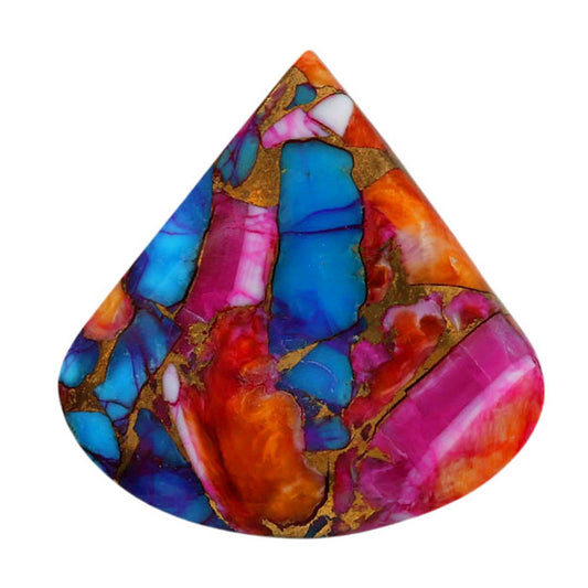 Kingman Orange Dahlia Turquoise 28x28.1x5 mm Heart Shape Polished Gemstone LS78-06928