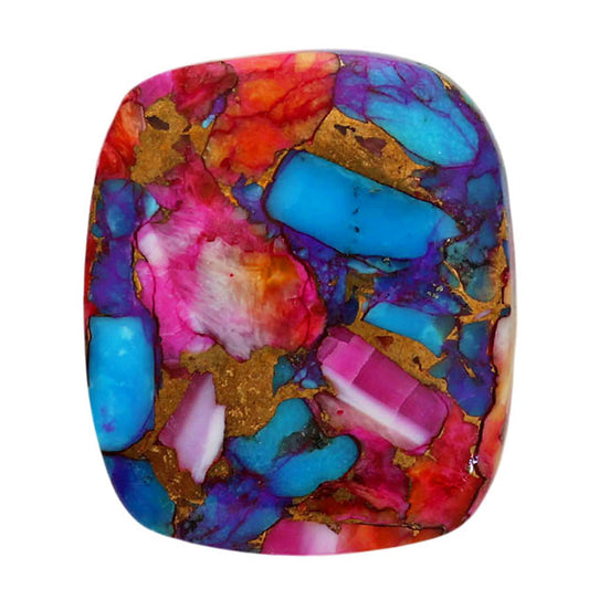 Kingman Orange Dahlia Turquoise 21.6x25.1x5.7 mm Cushion Shape Polished Gemstone LS78-06929