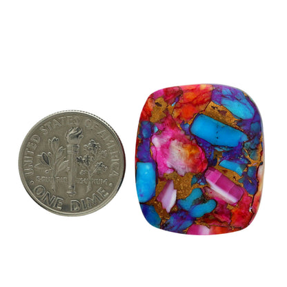 Kingman Orange Dahlia Turquoise 21.6x25.1x5.7 mm Cushion Shape Polished Gemstone LS78-06929
