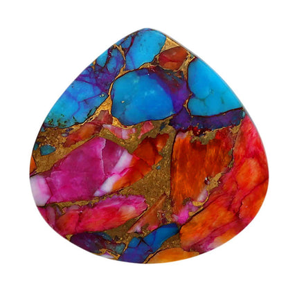 Kingman Orange Dahlia Turquoise 25x25.4x5 mm Heart Shape Polished Gemstone LS78-06930