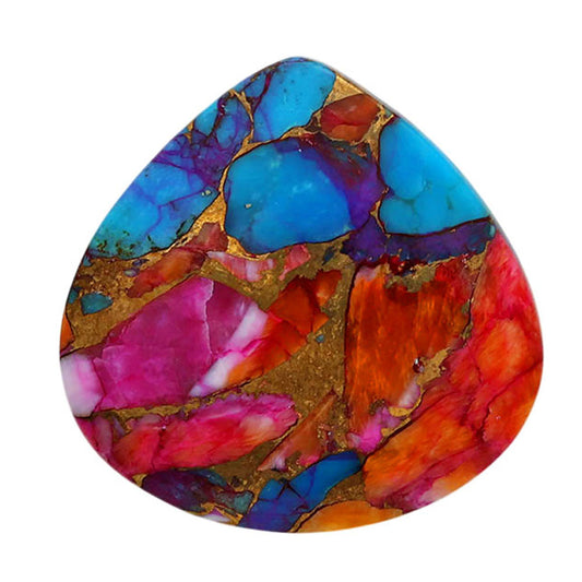 Kingman Orange Dahlia Turquoise 25x25.4x5 mm Heart Shape Polished Gemstone LS78-06930
