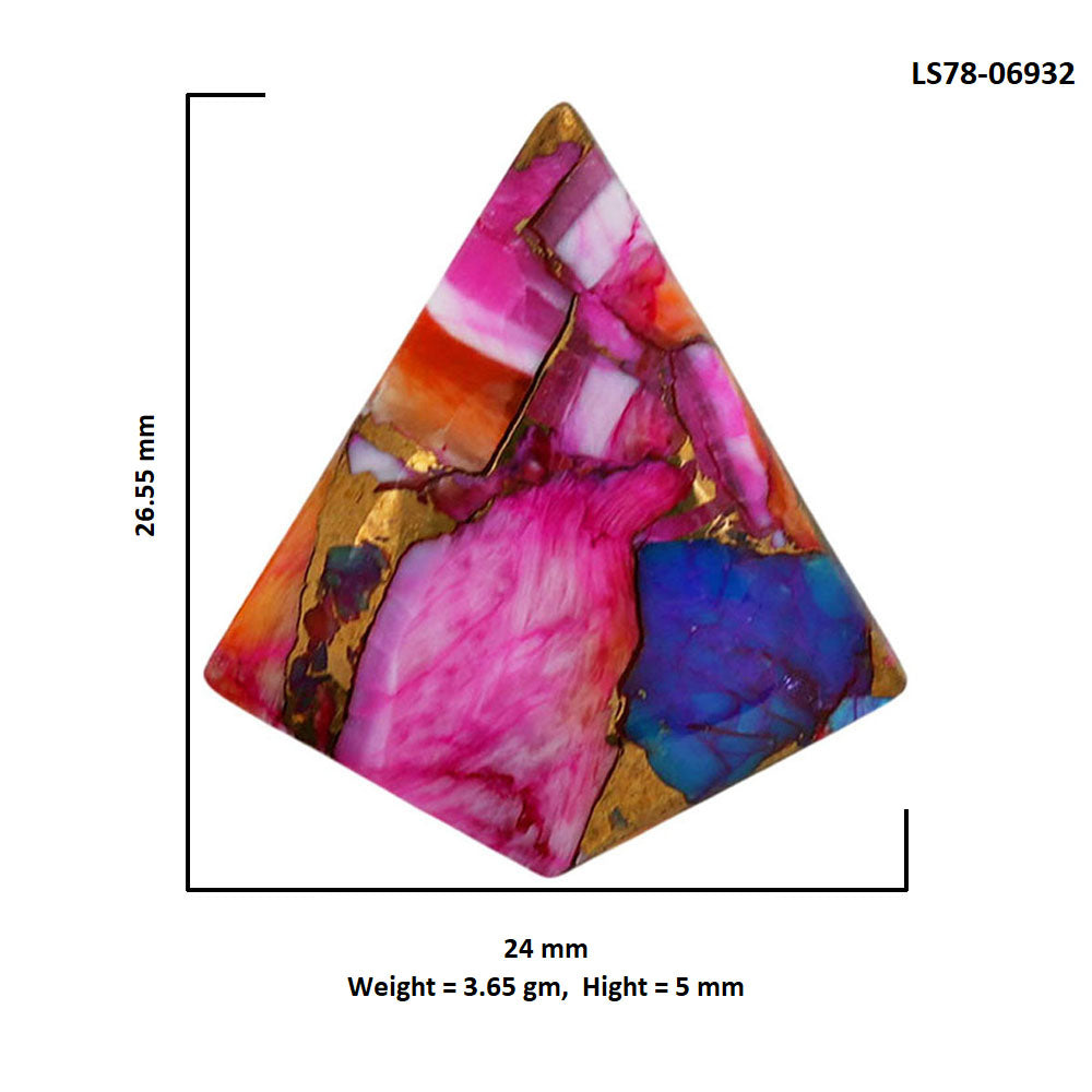 Kingman Orange Dahlia Turquoise 24x26.55x5 mm Fancy Shape Polished Gemstone LS78-06932