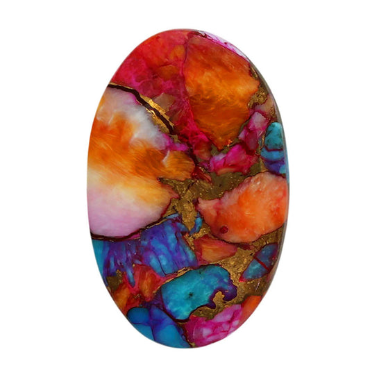 Kingman Orange Dahlia Turquoise 16x25.1x4 mm Oval Shape Polished Gemstone LS78-06933