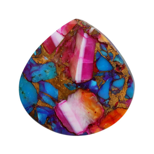 Kingman Orange Dahlia Turquoise 23.1x23.5x5 mm Heart Shape Polished Gemstone LS78-06935