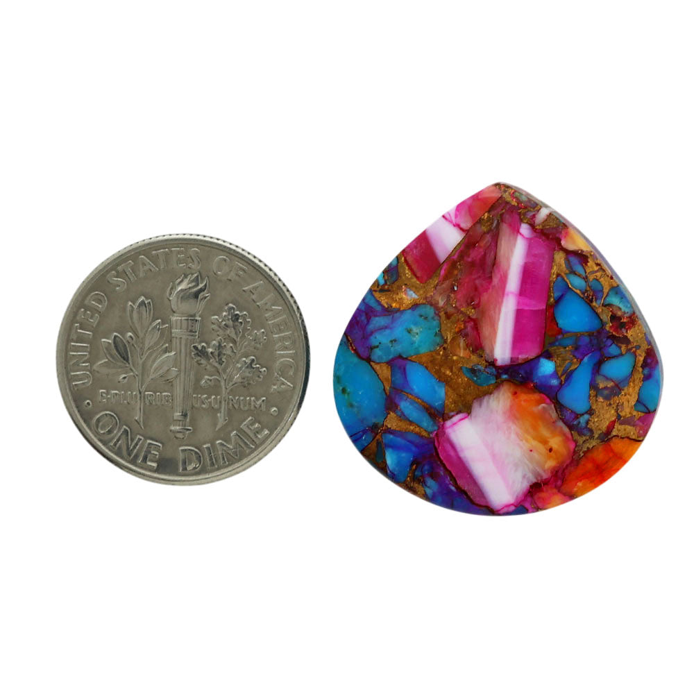 Kingman Orange Dahlia Turquoise 23.1x23.5x5 mm Heart Shape Polished Gemstone LS78-06935