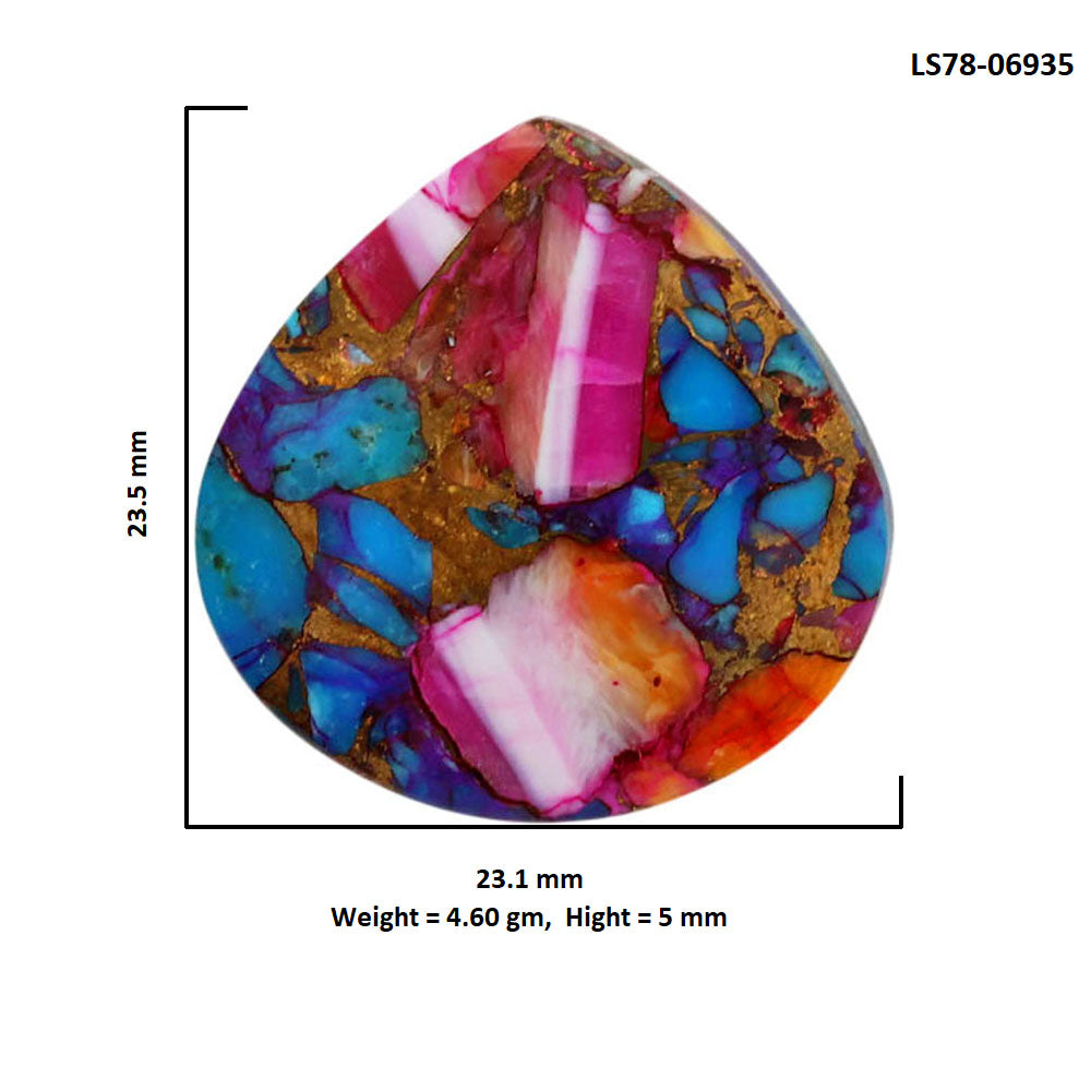 Kingman Orange Dahlia Turquoise 23.1x23.5x5 mm Heart Shape Polished Gemstone LS78-06935