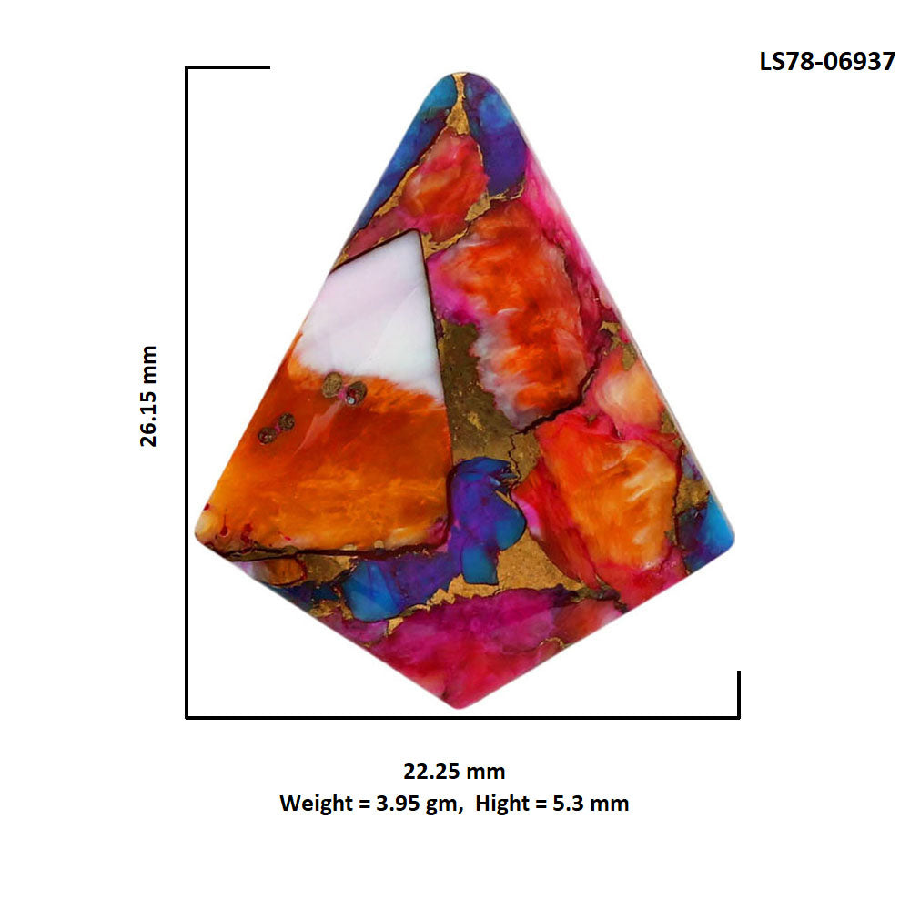 Kingman Orange Dahlia Turquoise 22.25x26.15x5.3 mm Fancy Shape Polished Gemstone LS78-06937