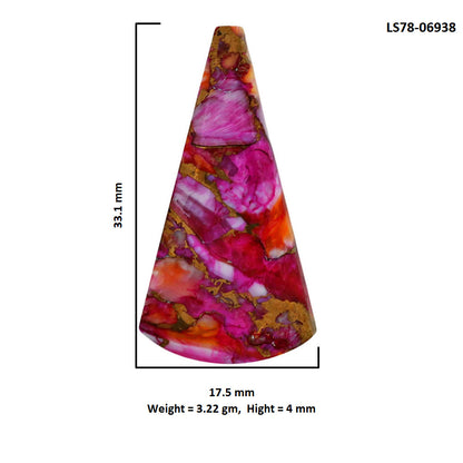 Kingman Orange Dahlia Turquoise 17.5x33.1x4 mm Fancy Shape Polished Gemstone LS78-06938