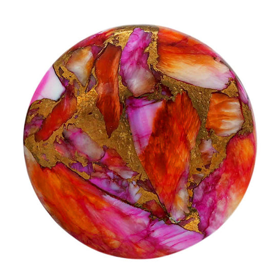 Kingman Orange Dahlia Turquoise 26x26x5.5 mm Round Shape Polished Gemstone LS78-06940