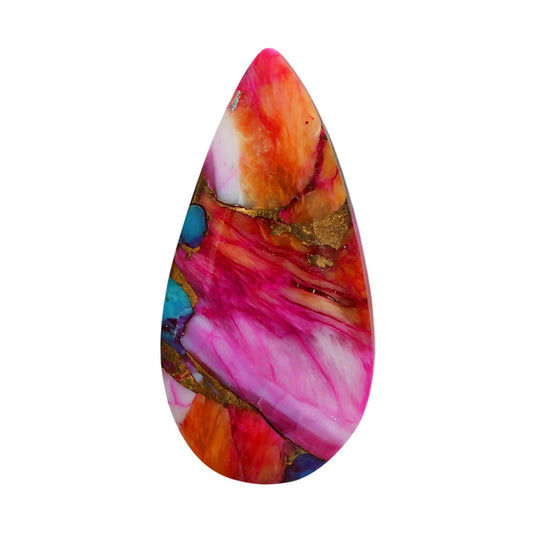 Kingman Orange Dahlia Turquoise 14.6x29.4x4.6 mm Pear Shape Polished Gemstone LS78-06944