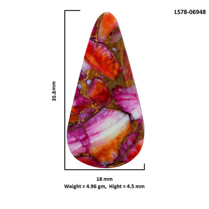 Kingman Orange Dahlia Turquoise 18x35.8x4.5 mm Pear Shape Polished Gemstone LS78-06948