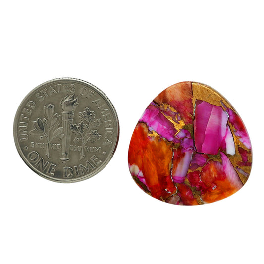 Kingman Orange Dahlia Turquoise 20.8x20.8x4.5 mm Fancy Shape Polished Gemstone LS78-06949