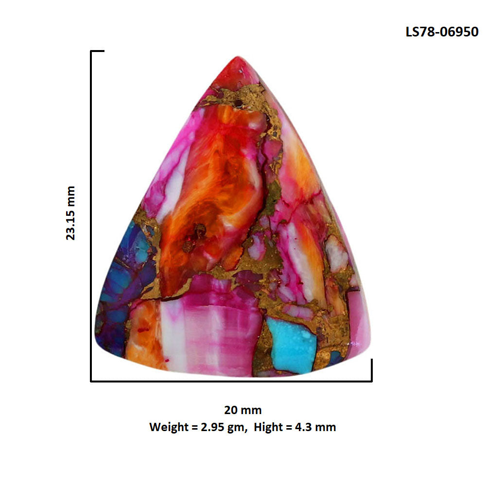 Kingman Orange Dahlia Turquoise 20x23.15x4.3 mm Fancy Shape Polished Gemstone LS78-06950