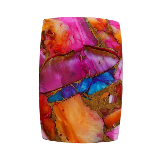 Kingman Orange Dahlia Turquoise 21.1x31.75x5 mm Baguette Shape Polished Gemstone LS78-06951