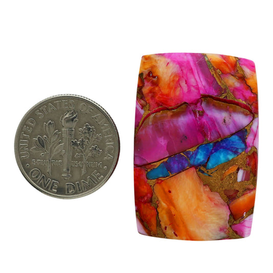 Kingman Orange Dahlia Turquoise 21.1x31.75x5 mm Baguette Shape Polished Gemstone LS78-06951