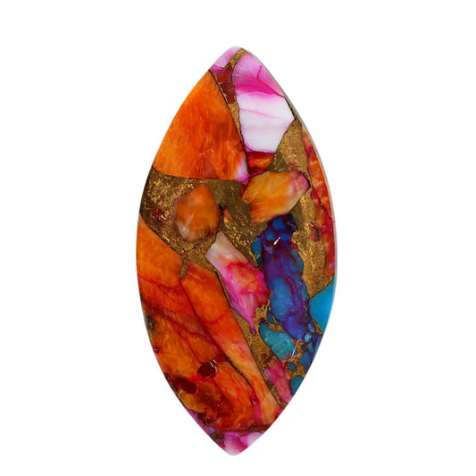 Kingman Orange Dahlia Turquoise 15.5x31.3x4 mm Marquise Shape Polished Gemstone LS78-06952