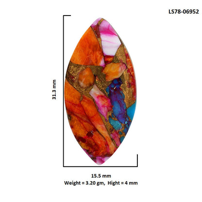 Kingman Orange Dahlia Turquoise 15.5x31.3x4 mm Marquise Shape Polished Gemstone LS78-06952
