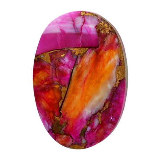 Kingman Orange Dahlia Turquoise 15.5x22.45x5 mm Oval Shape Polished Gemstone LS78-06953