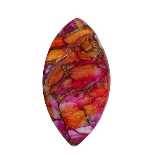 Kingman Orange Dahlia Turquoise 16.4x30.8x5 mm Marquise Shape Polished Gemstone LS78-06957