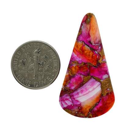 Kingman Orange Dahlia Turquoise 20.1x37.55x4.5 mm Pear Shape Polished Gemstone LS78-06958