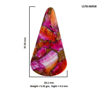 Kingman Orange Dahlia Turquoise 20.1x37.55x4.5 mm Pear Shape Polished Gemstone LS78-06958