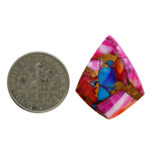 Kingman Orange Dahlia Turquoise 20x24.25x4 mm Fancy Shape Polished Gemstone LS78-06962