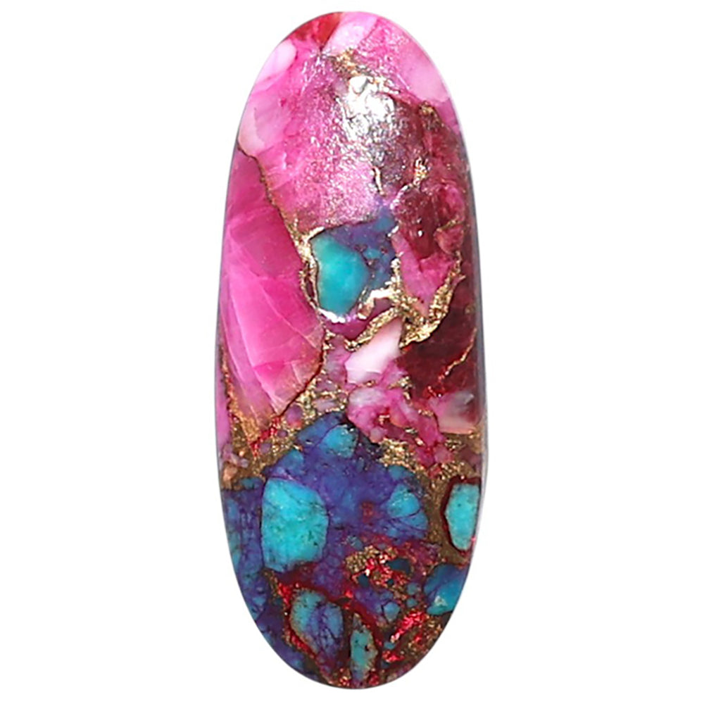 Kingman Pink Dahlia Turquoise 10.3x25.8x2.7 mm Oval Shape Polished Gemstone LS78-09064